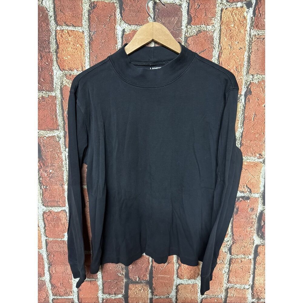 Lands' End Women's XL 18-20 Navy Mock Turtleneck Long Sleeve Top 100% Cotton